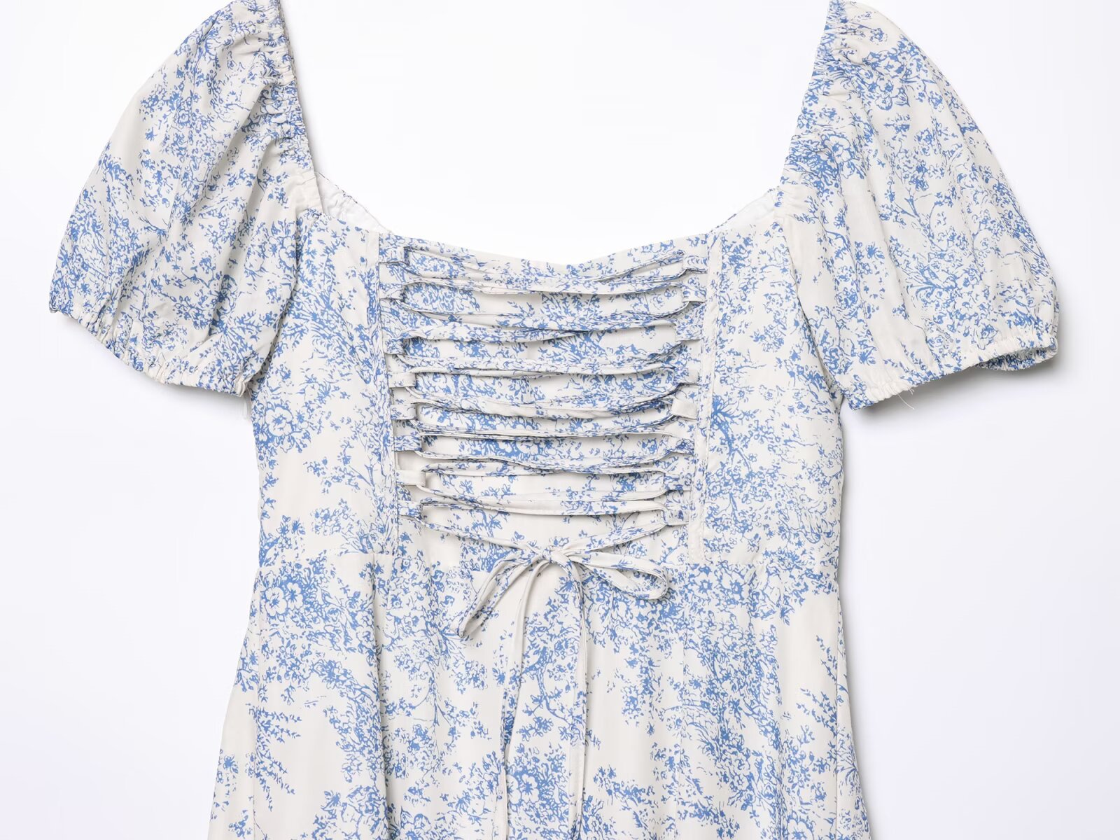 Floral Print Belted Split Square Neck Short Sleeve Maxi Dress
