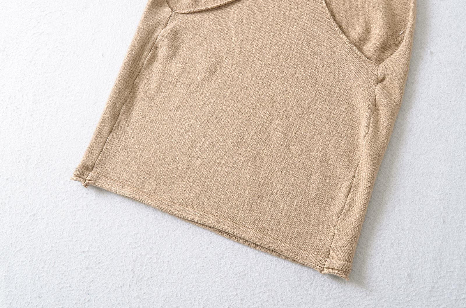 Sexy Deep U-Neck Hollow-Out Sleeve Rolled Hem Knit Tank Top