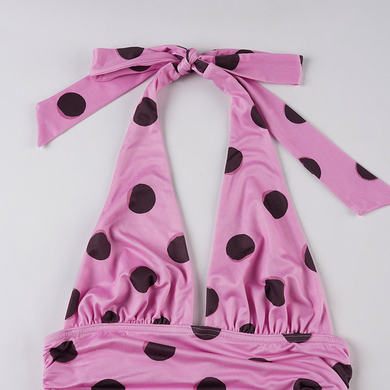 Contrast Tie-Back Plunge Cinch Maxi Dress