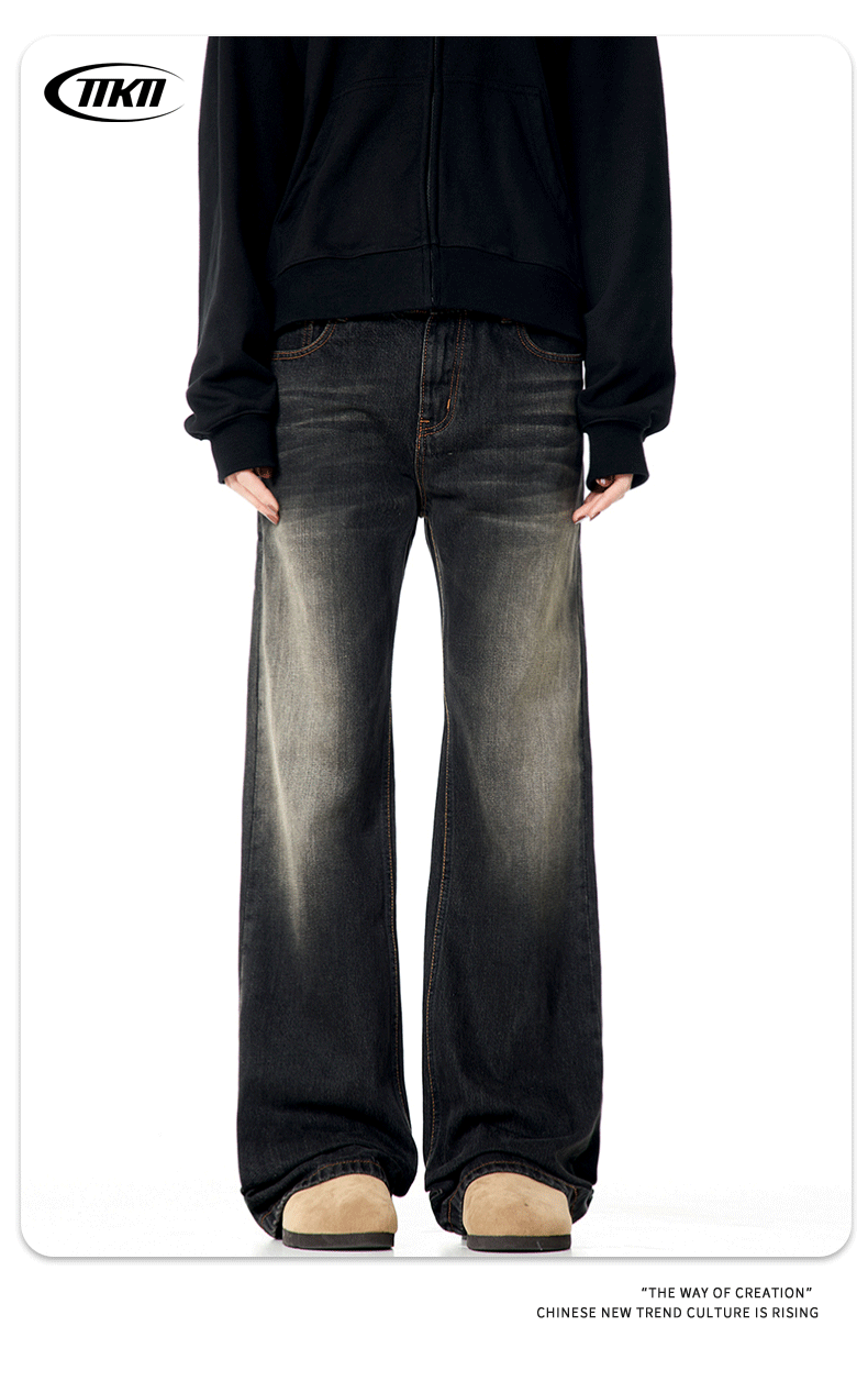 Flared Denim Pants for Men and Women Slimming Cleanfit Long Trousers
