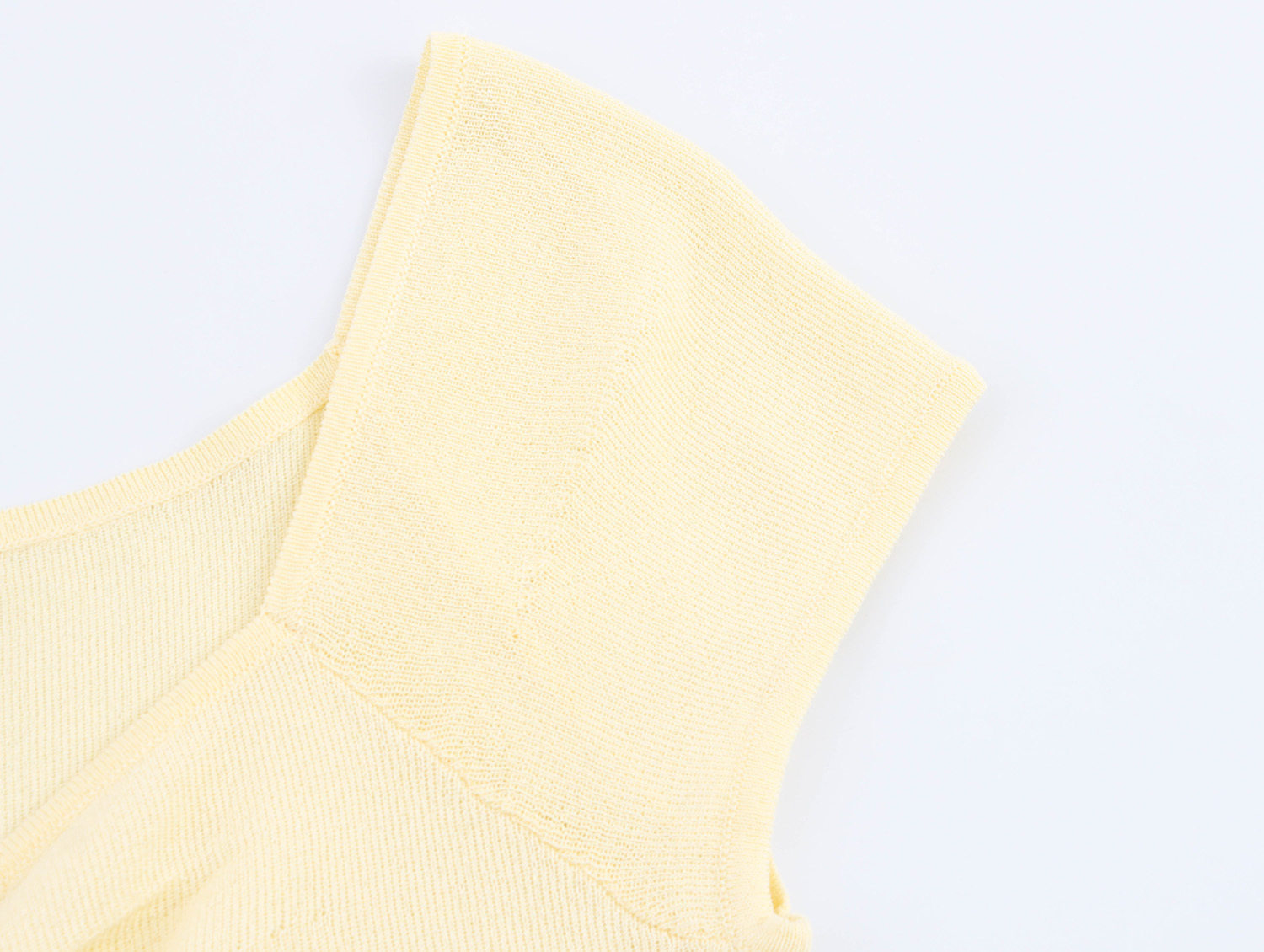 Notch Front Elbow-Length Lemon Polyester Ruched Sweater
