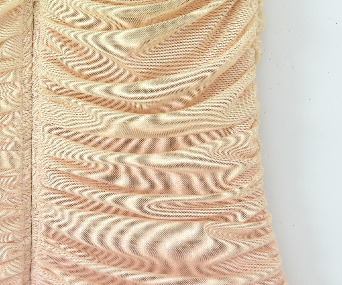 Gradient wrinkled waist cinching strapless dress