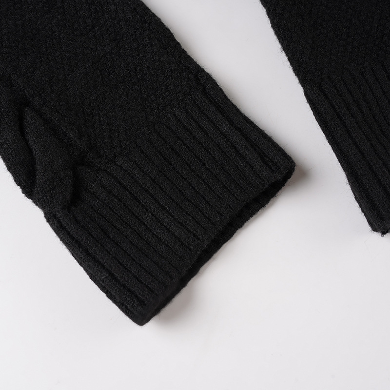 Vintage Herringbone Zip Hood Loose Cardigan
