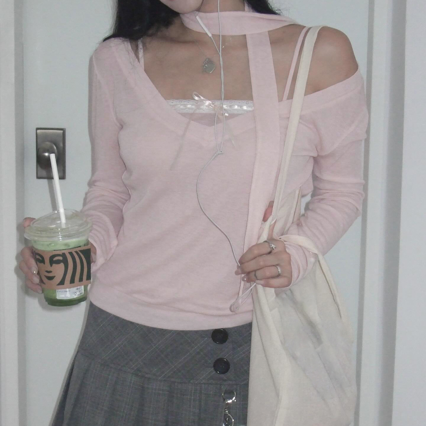 Solid Knit Notch Cuffed Slim Tee Wrap Tie