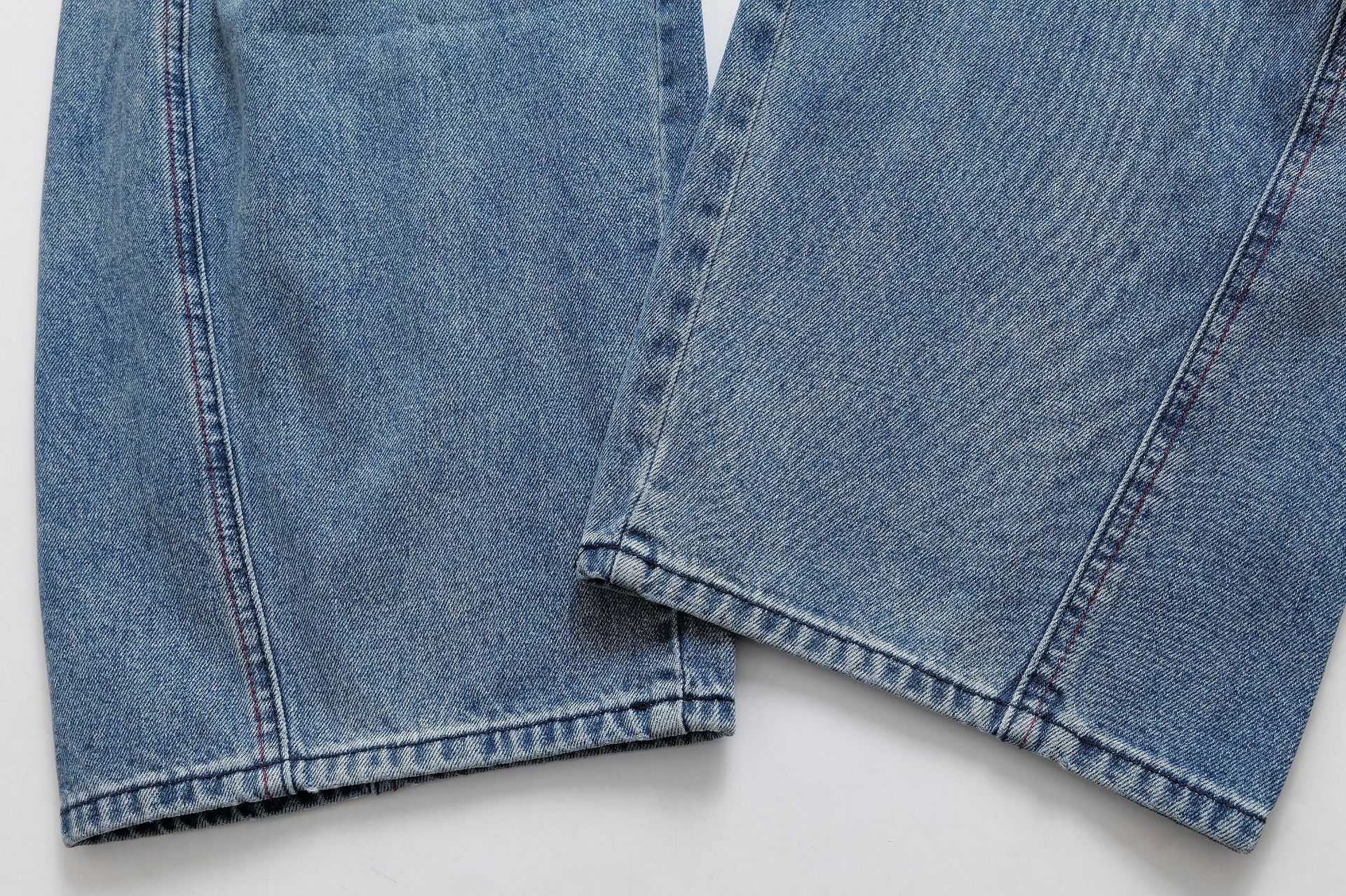 Casual loose slimming high waist wide leg scratch long jeans