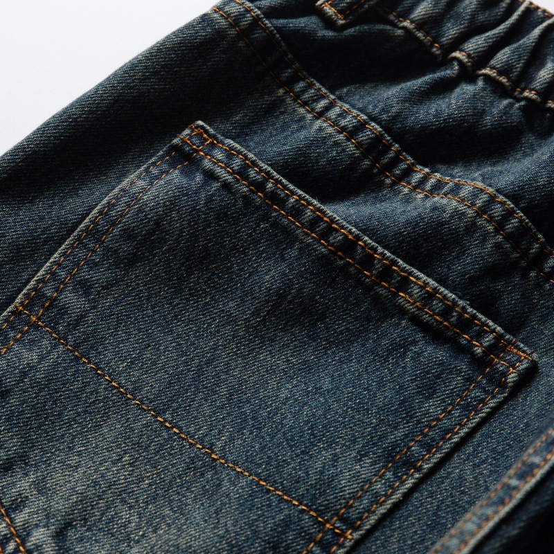 Distressed Basic Loose Straight Casual Washed Denim Pants for Men