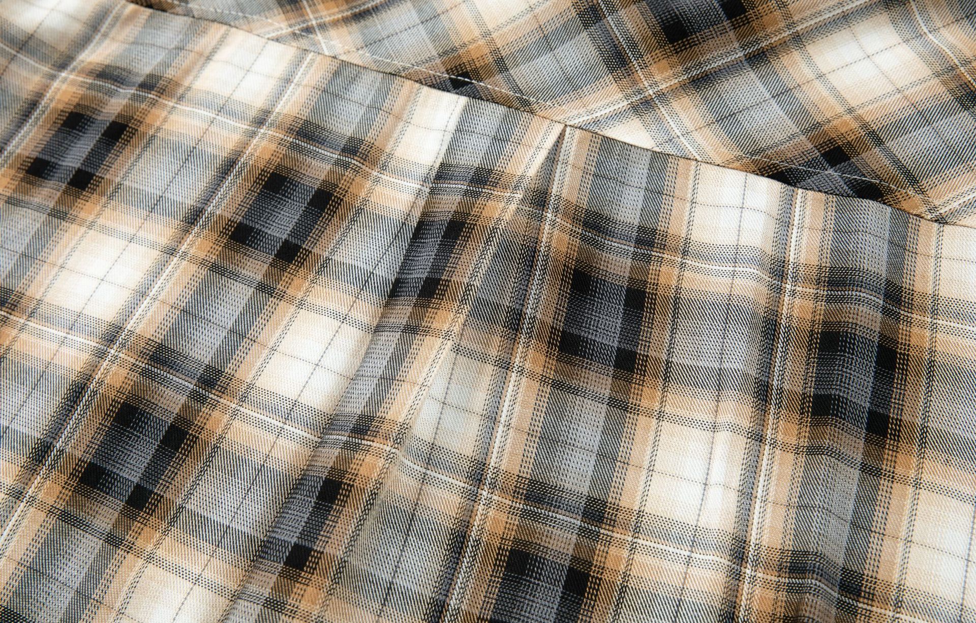 Relaxed Paneled Tartan Cargo Emblem Shirt