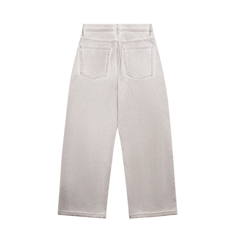 Washed Distressed Oversized Straight Leg Jeans