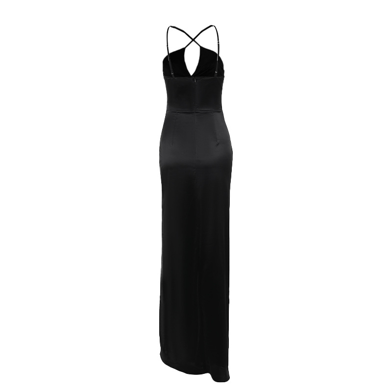 High Waist Collarless Polyester Dress