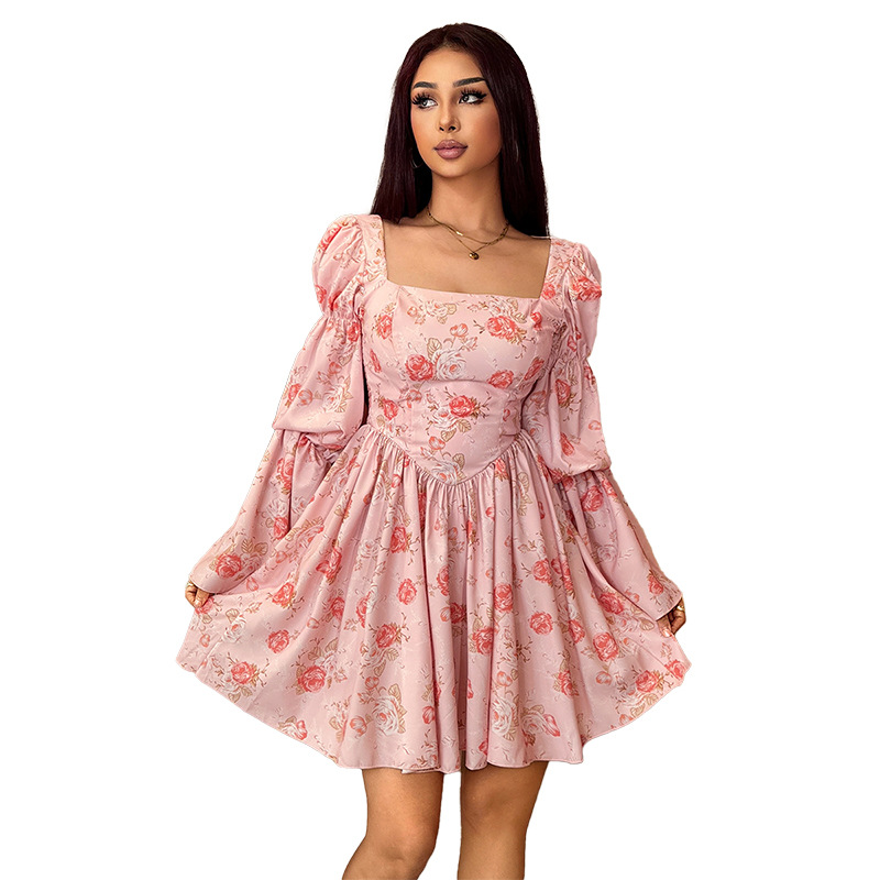 Bodycon Square Neck Full Sleeve High Waist Dress
