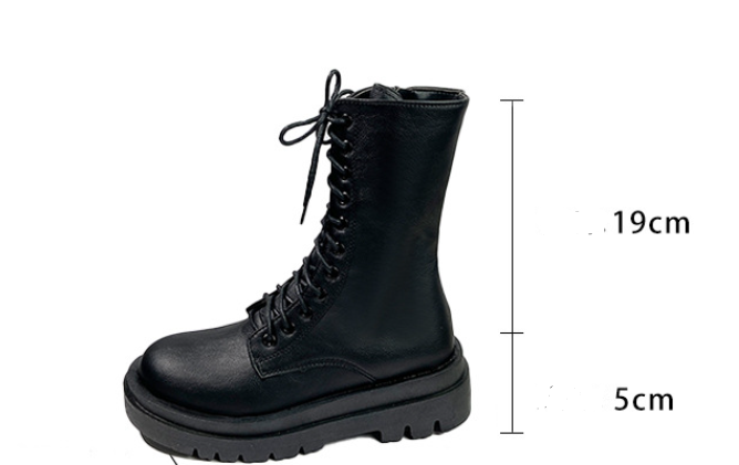Autumn and Winter British Style New Knight Martin Boots Women's Over Knee Thick Bottom Zipper Mid length Boots Single Boots Women's