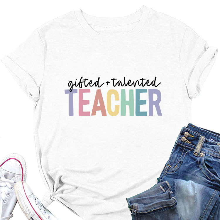 Ladies Geometric Print Crew Neck T-shirt