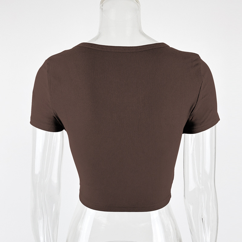 Sexy V-neck short sleeved top
