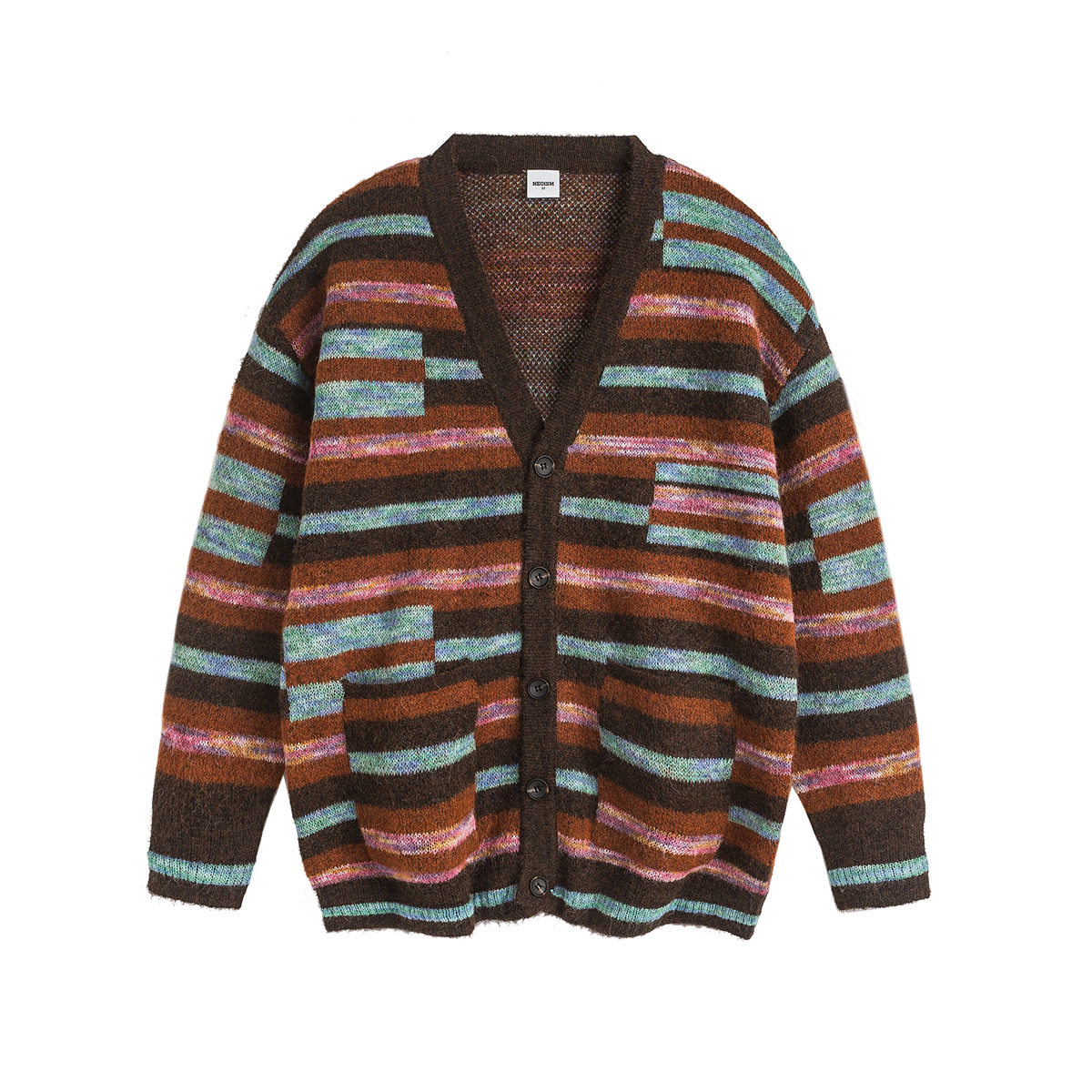 Oversized Japanese Workwear Jacquard Long Sleeve Cardigan