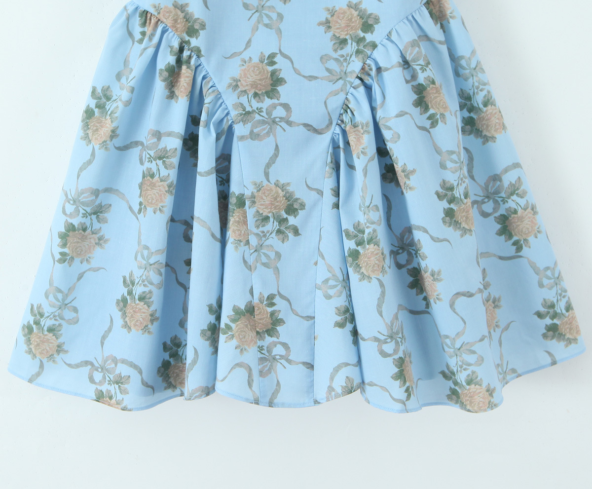 Lace square neck short dress slim fit bubble sleeve mini skirt