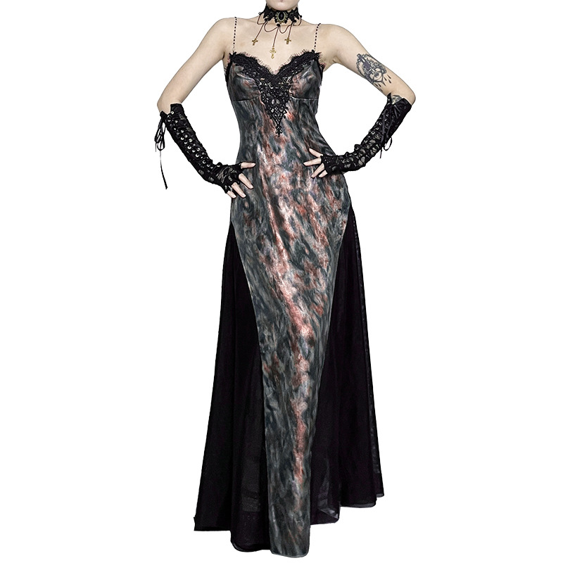 Bodycon Dress Gothic Chic Embellished Fitted Full Skirt Dress for Women