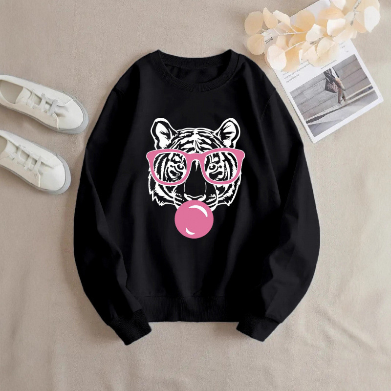 Women's Striped Cat Graphic Sweatshirt