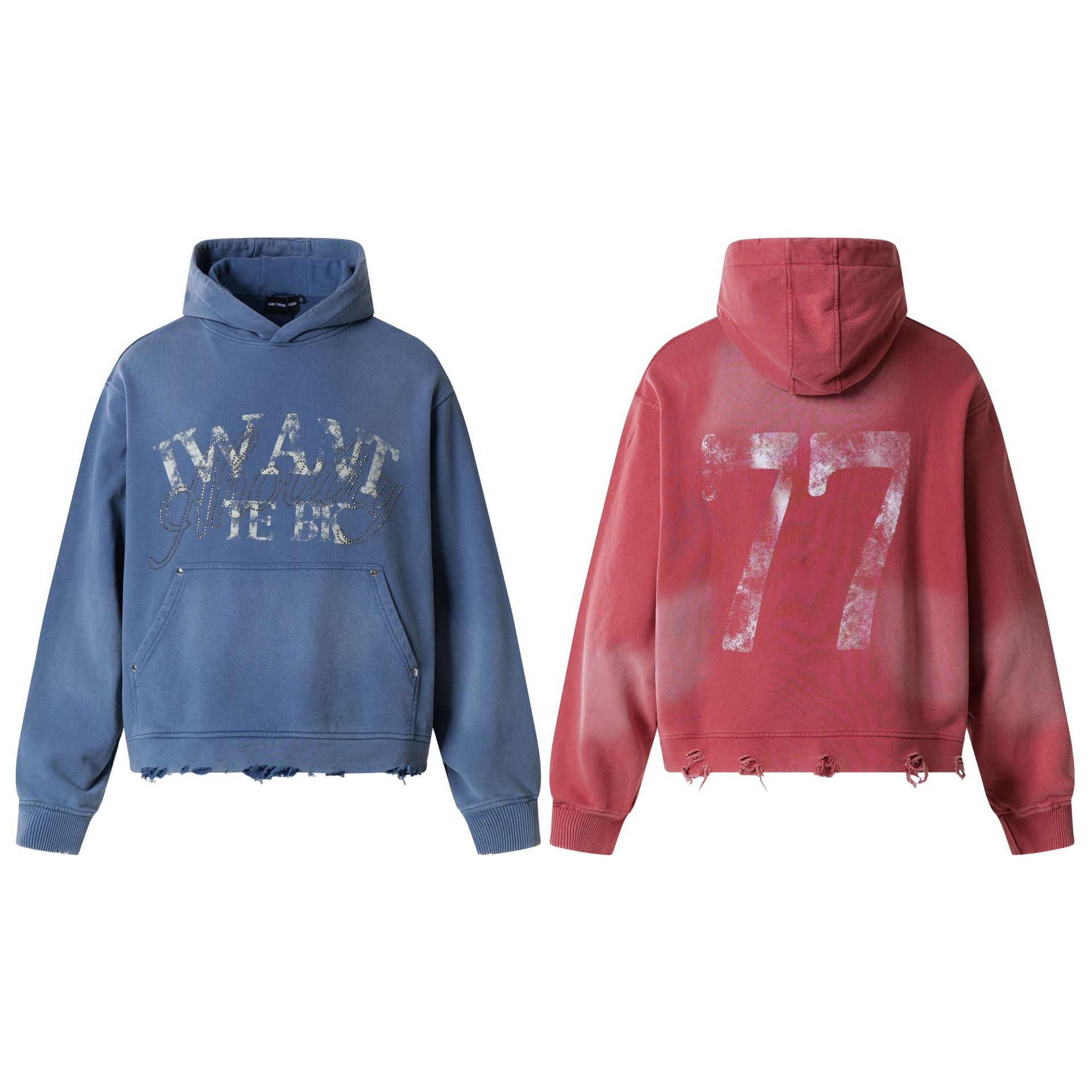 Man's American Retro Cotton Hoodie