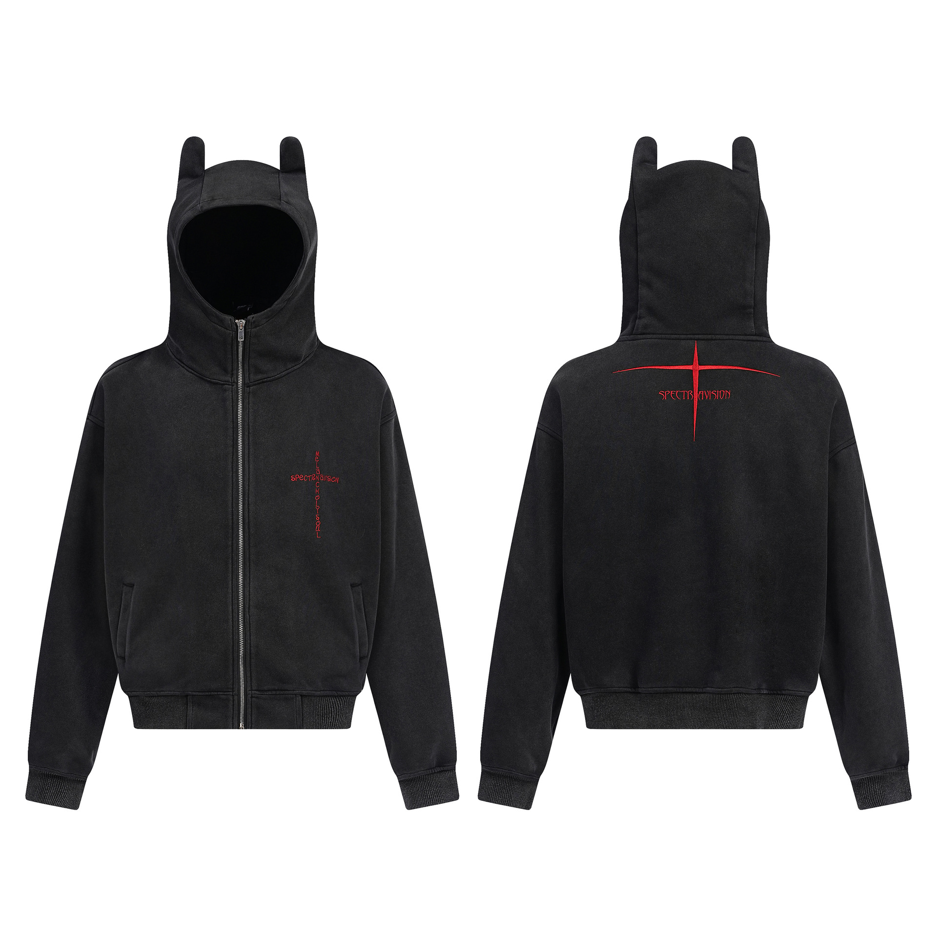 American Retro Loose Fit Geometric Zip Hoodie