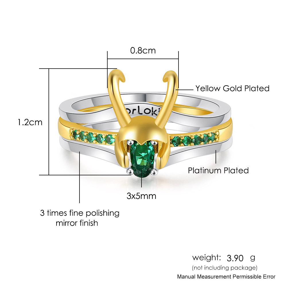 Creative Three In One Loki Loki Ring New Three-Layer Helmet Ring Set With Copper And Zircon