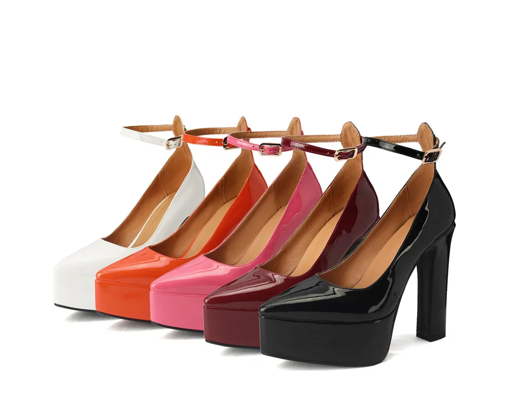 Ladies Shiny Stiletto Raised Sole Evening Shoes