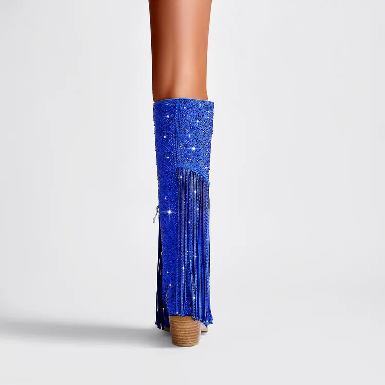 Ladies Rubber Tall Chunky V-Toe Boots