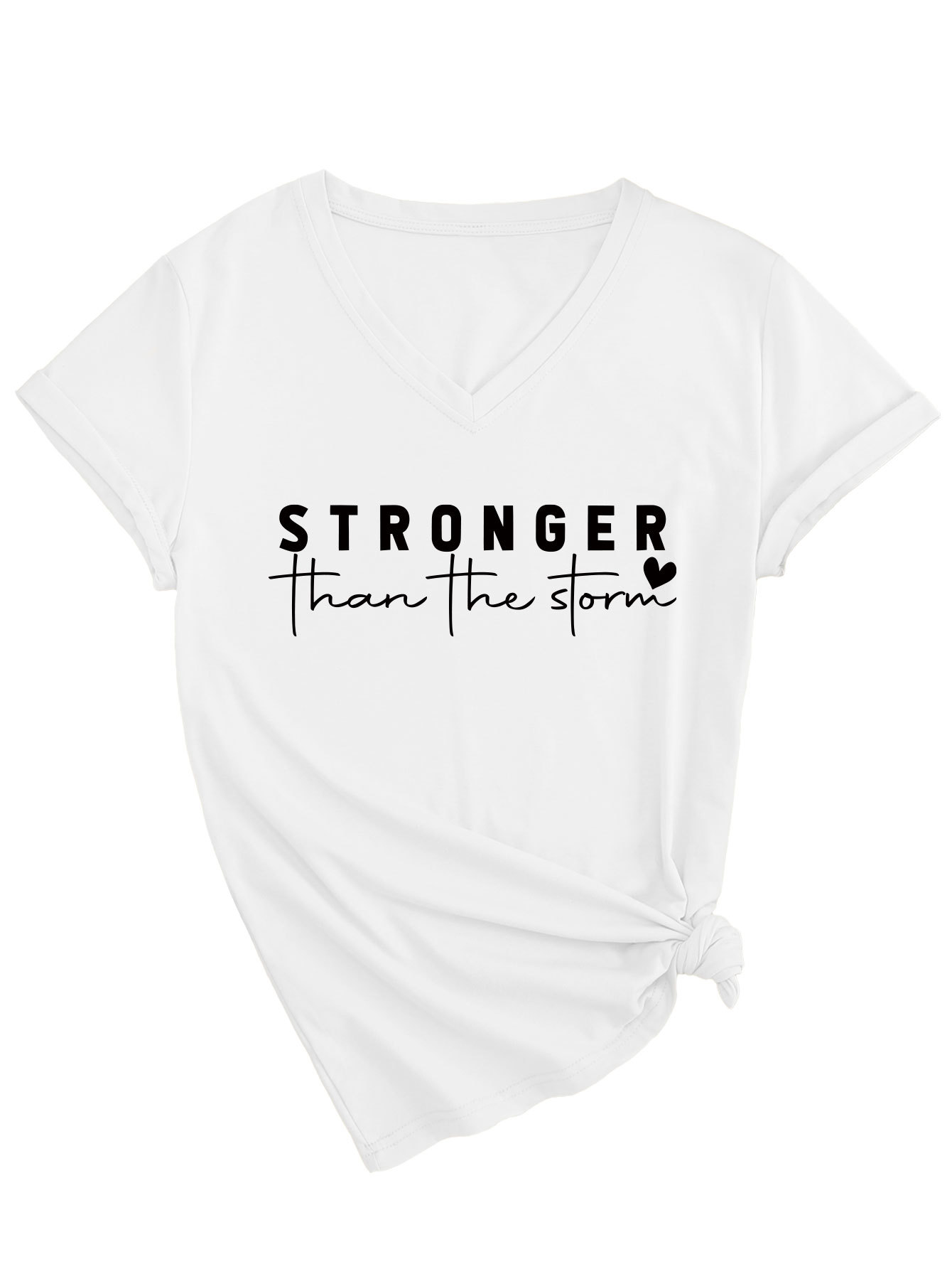 Geometric Print Plunge Front Ladies Tee