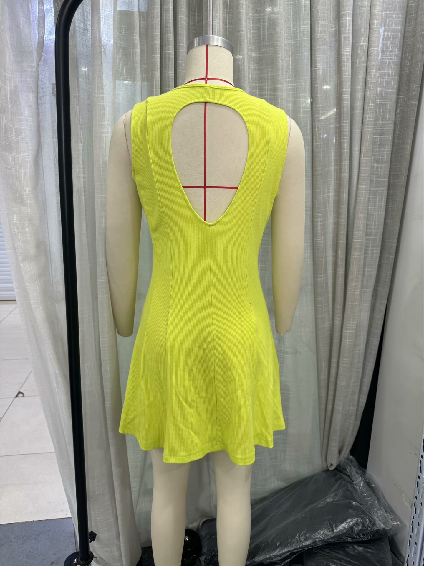 Women's Clothing Backless Round Neck Knitted Short Dress