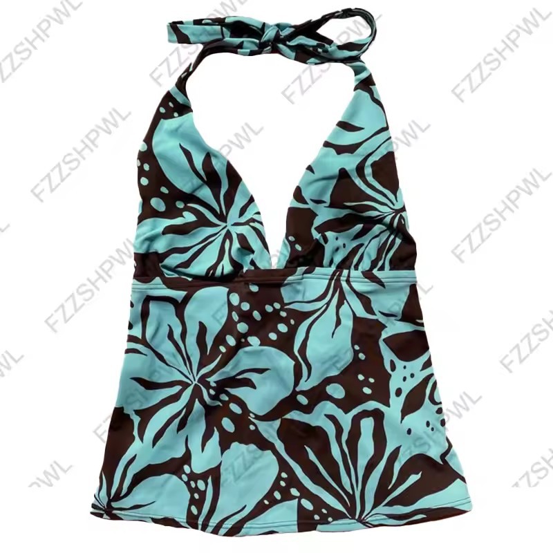 Vacation Floral Print Halter Top Fashion Blouse