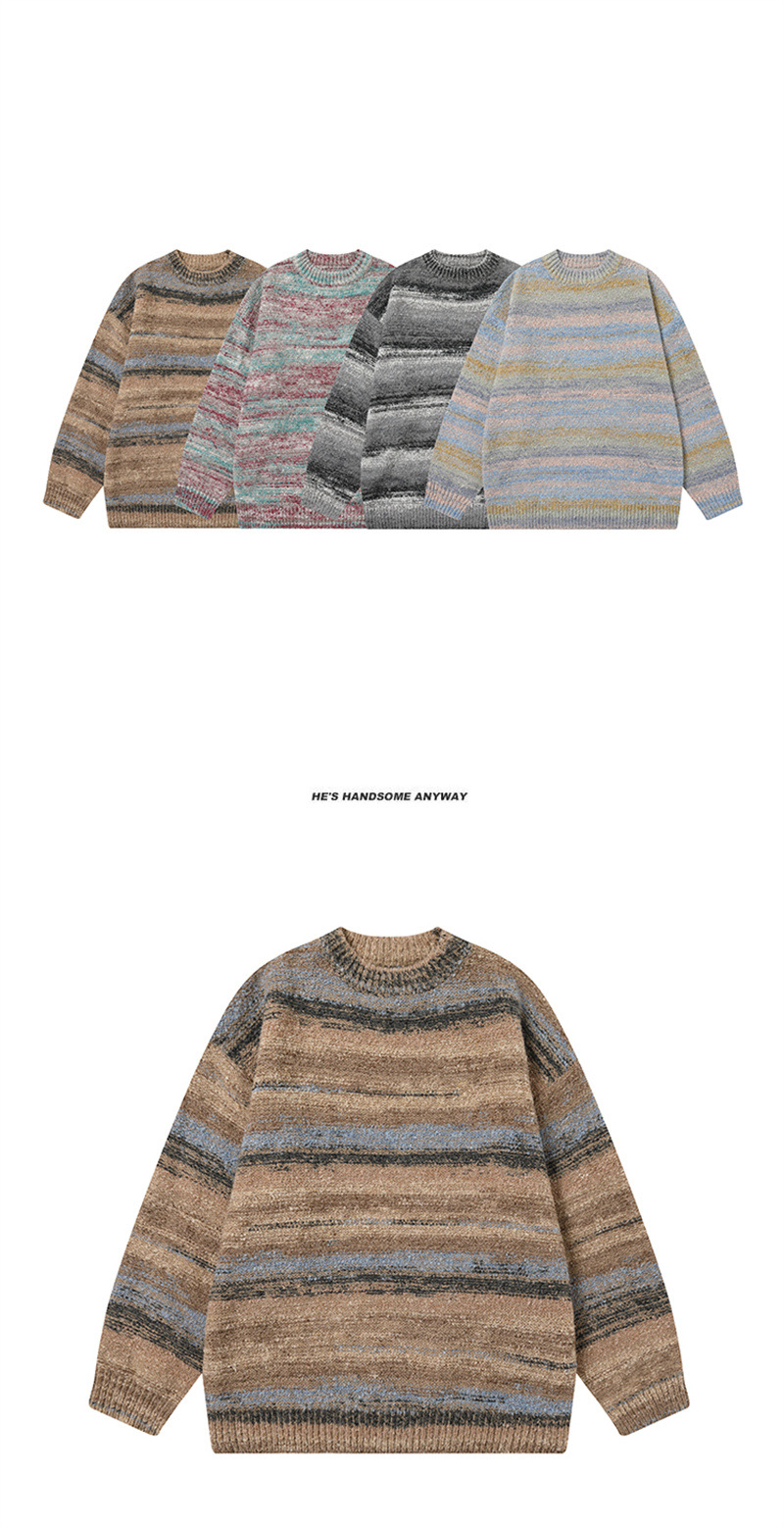 Long Sleeve Color Block Oversized Japanese Workwear Sweater