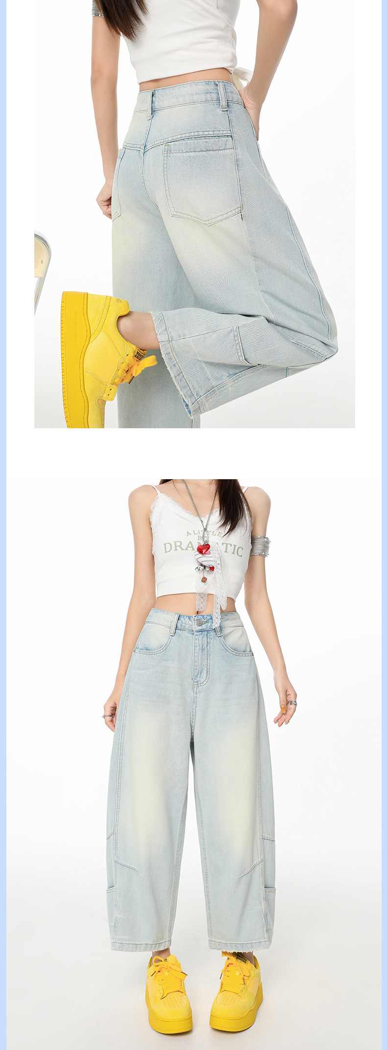 Ankle-Length Tencel Flared Denim Pants for Women Thin High-Waist Loose Slim Harem Banana Trousers