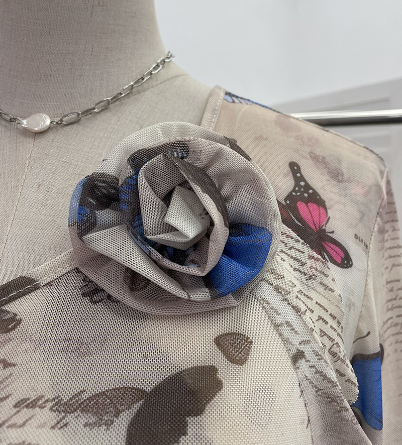 Asymmetric Pointed Floral Off-Shoulder Full Sleeve Top