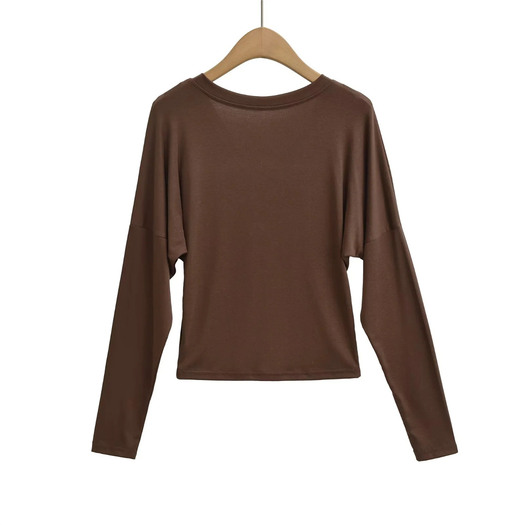 Slim Fit V Neck Ruched Waist Dolman Tee