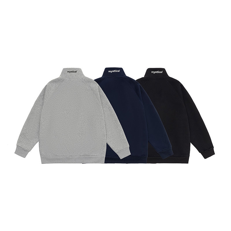 Oversized Cotton Blend Letter Print Zipper Hoodie