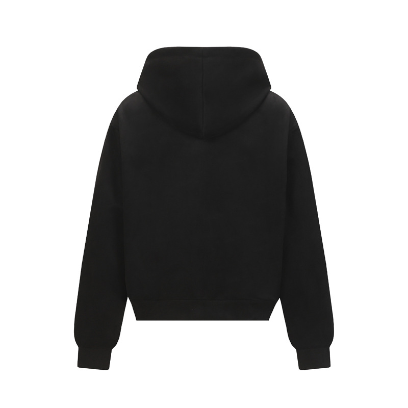Street Style Letter Patch Suede Hooded Sweatshirt for Men and Women