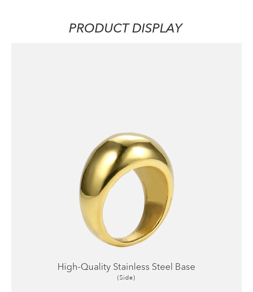 Punk Blank Ring Gold Color Stainless Steel Lady Simple Finger Rings For Women Minimalist Fashion Jewelry Gifts