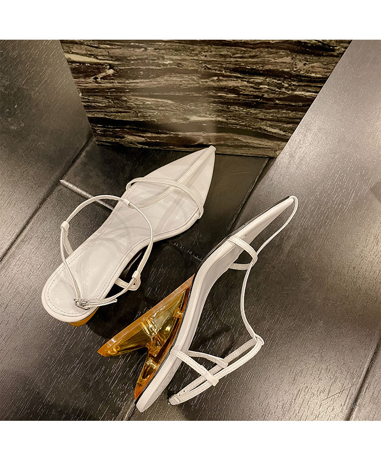 Sharp pointed shaped heel sandals, spicy thin strap shoes, slope heel sandals, high heels