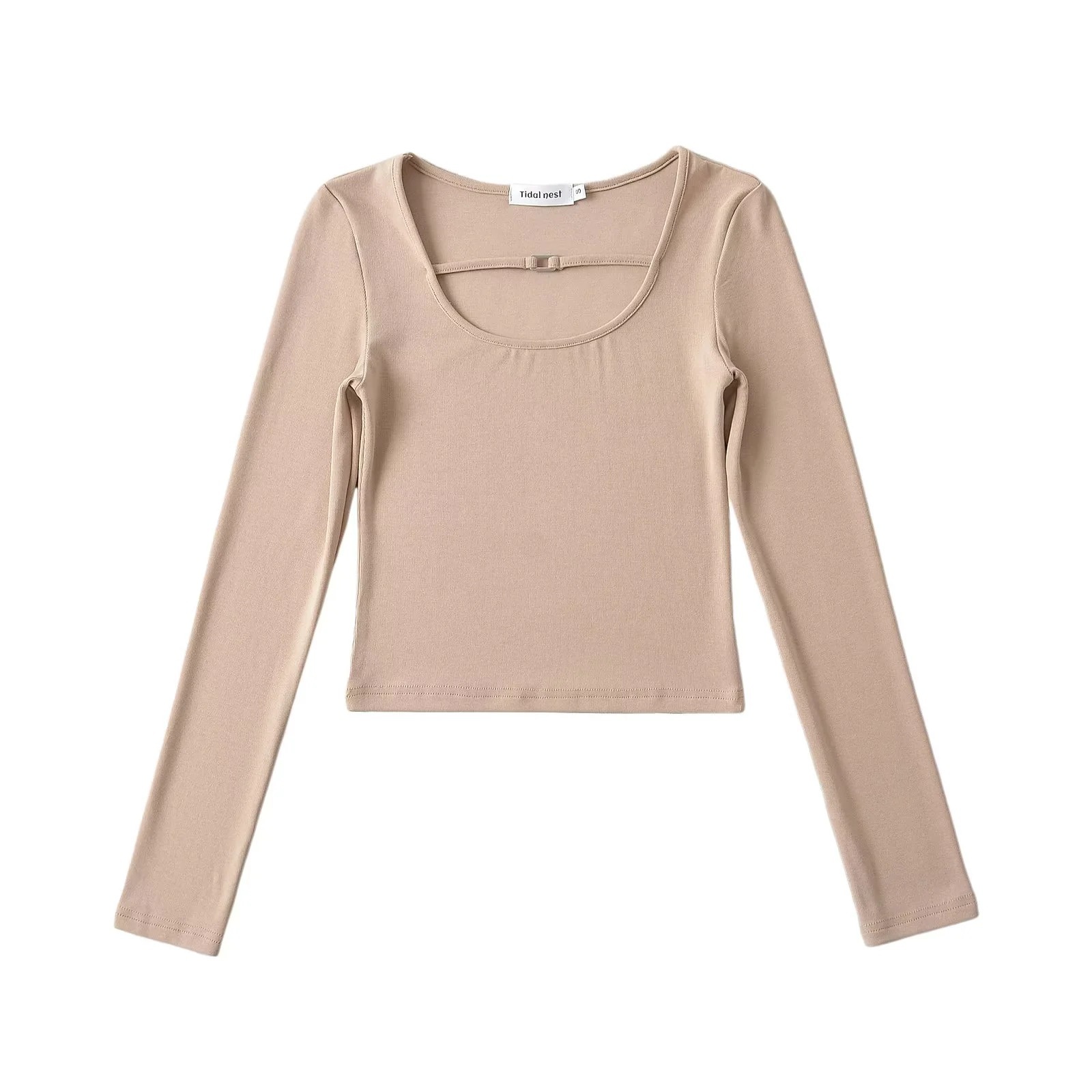 Wide Scoop Long Sleeve Cotton Top