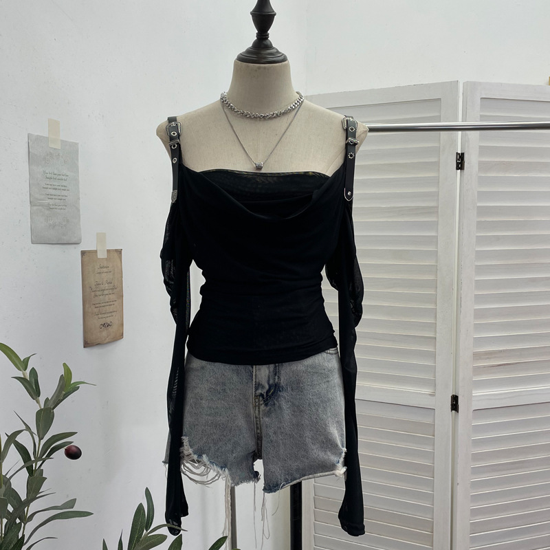 Sexy Asymmetric Full Sleeve Spandex Tee