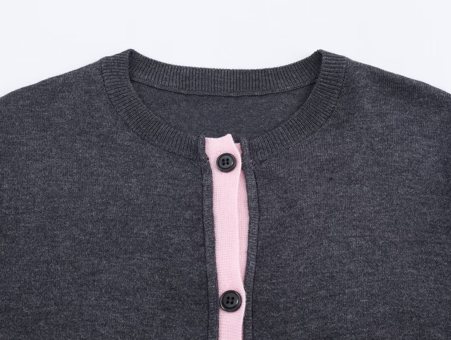 Polyester Long Sleeve Crew Button-Up Sweater