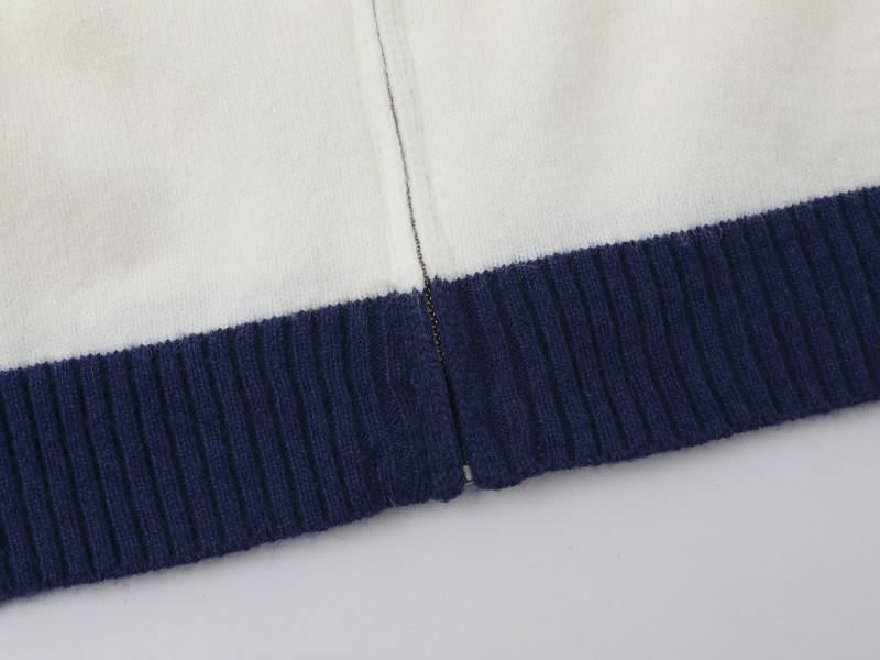 Contrast Stitch Banded Zipper Cardigan