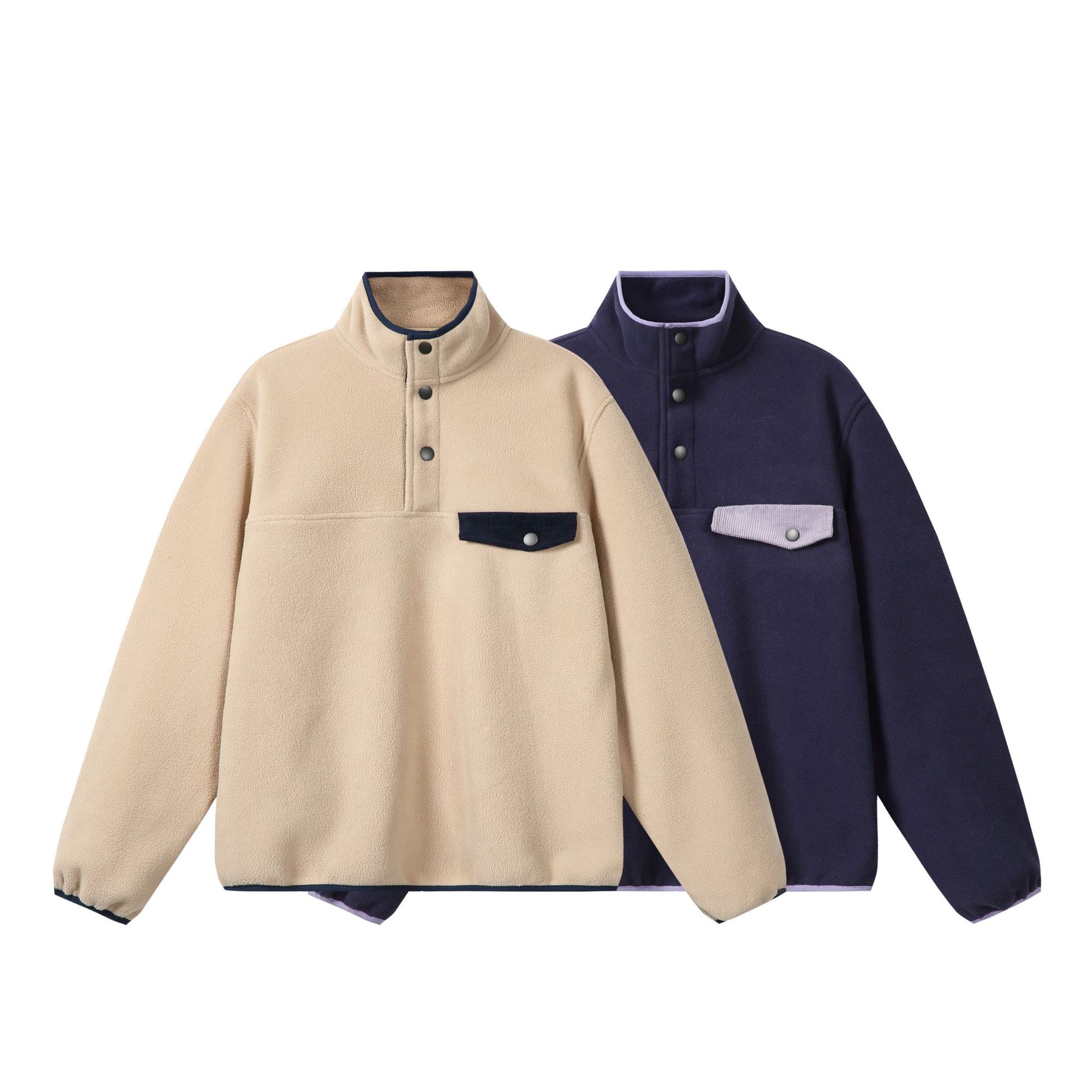 Two-Tone High Neck Polyester Hoodie
