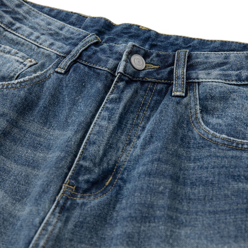 Distressed Cut-Out Tapered Jeans Men Japanese Retro Loose Fit