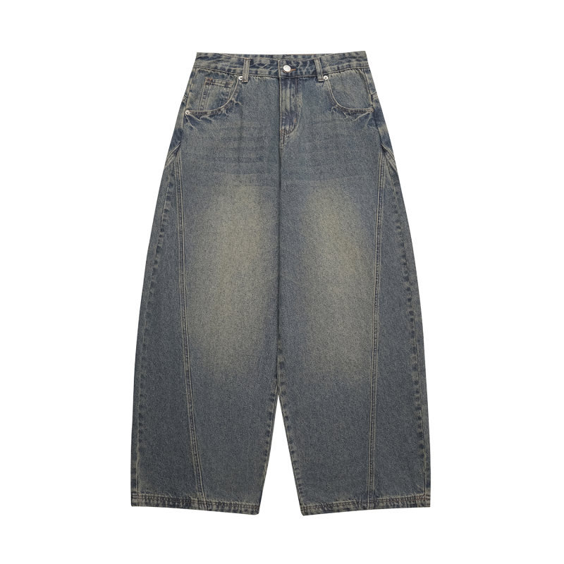 Loose Fit Wide Leg Knife-Edge Denim Pants