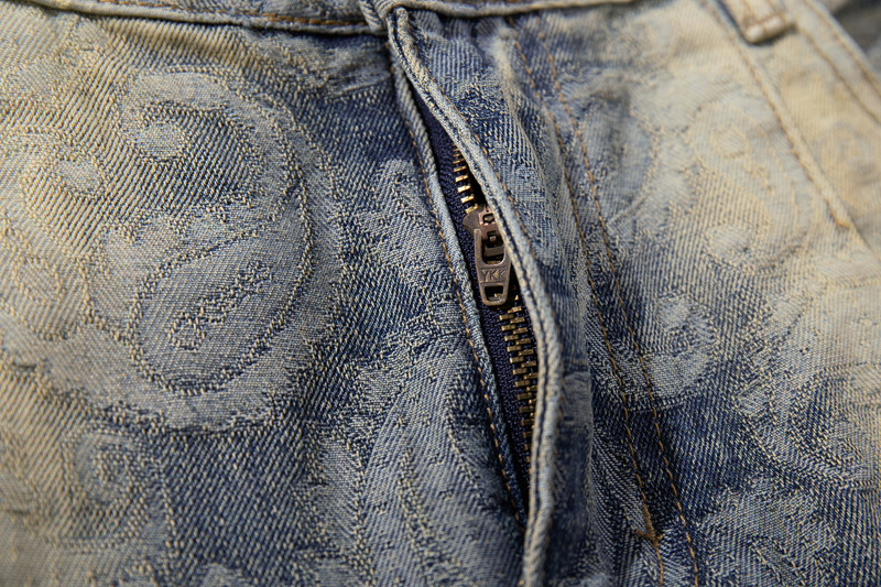 Street Washed Spray Monkey Jacquard Gradient Knife-Edge Denim Pants Men Women High-Quality Fashion Brand Wide-Leg Pants