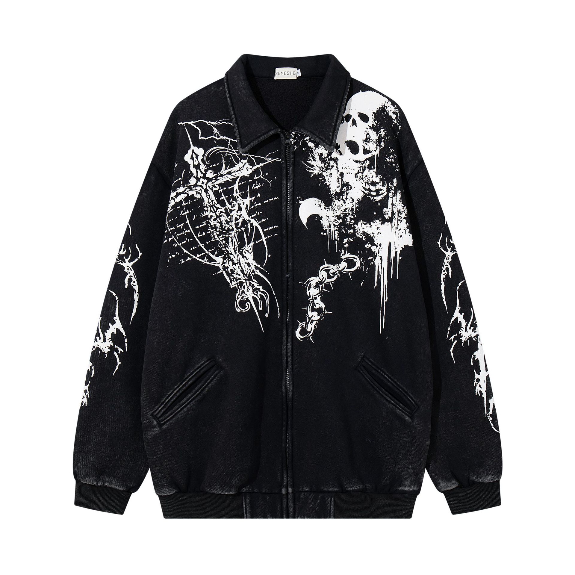 Polyester Gents Retro Skull Loose Hoodie