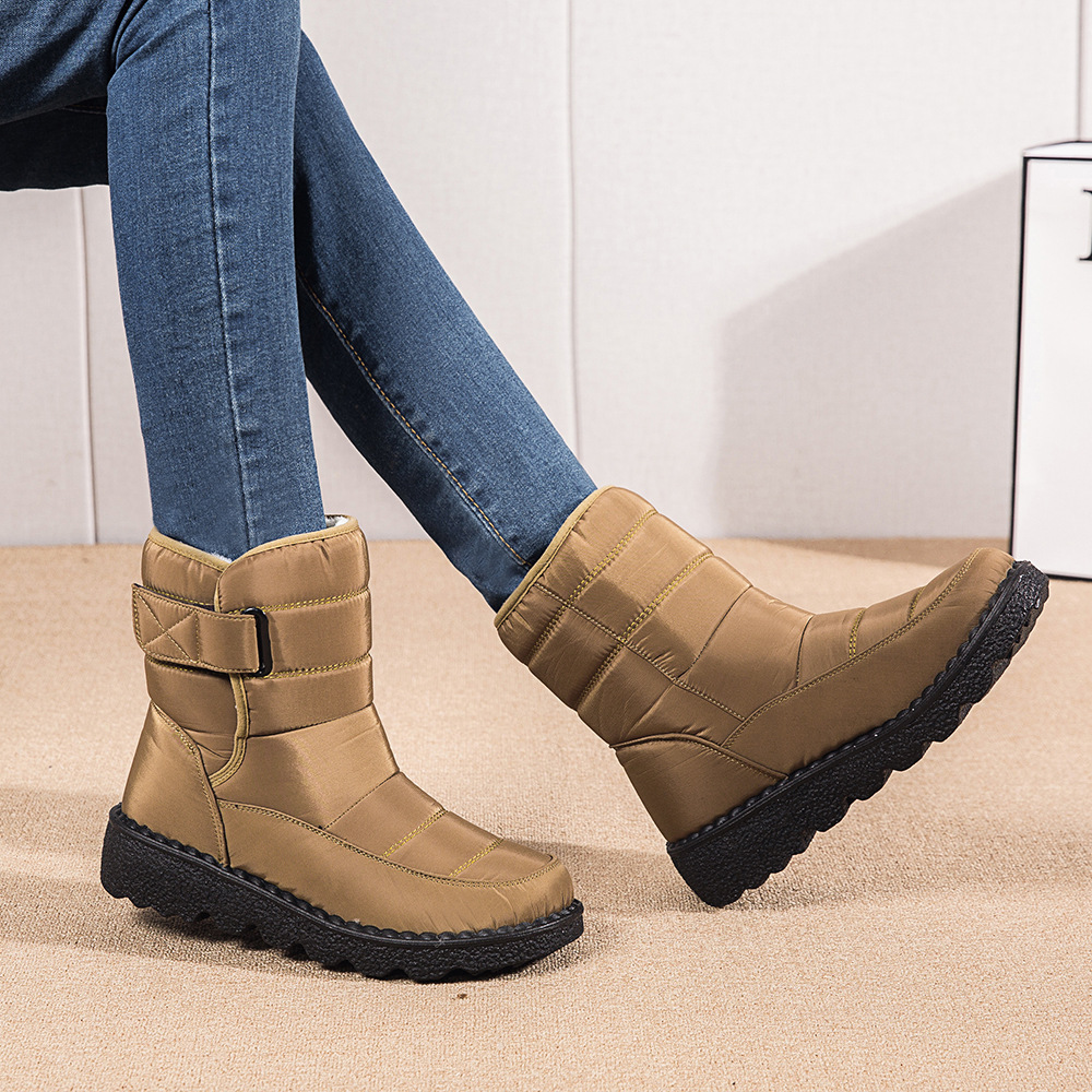 Winter New Snow Boots Women's High Top Waterproof Cotton Shoes Casual Short Tube Plush Plus Large Cotton Boots 43 Amazon