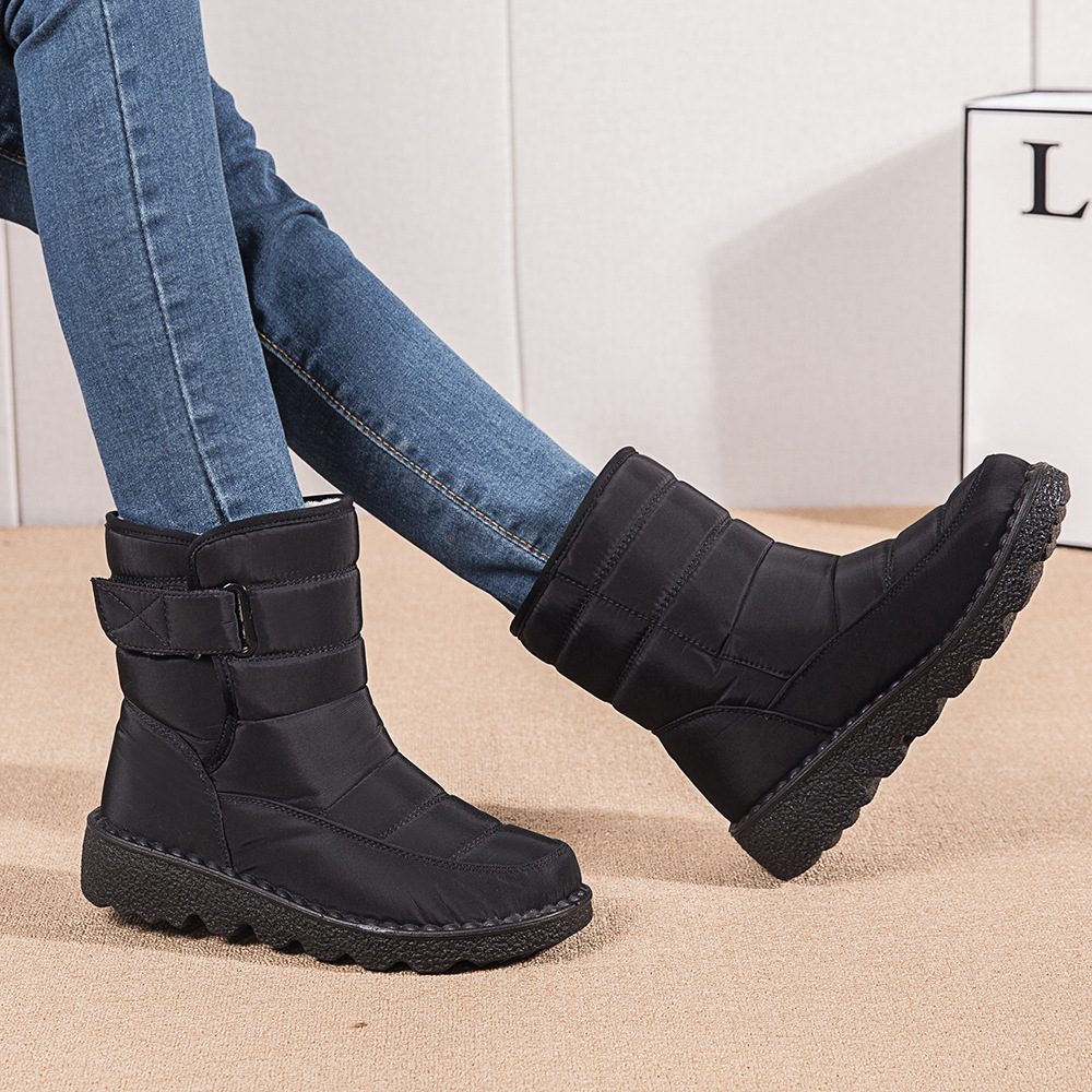 Winter New Snow Boots Women's High Top Waterproof Cotton Shoes Casual Short Tube Plush Plus Large Cotton Boots 43 Amazon