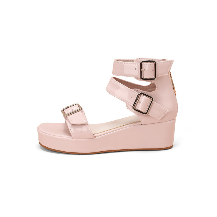 Belt buckle high top sandals, water platform thick sole oversized women's shoes