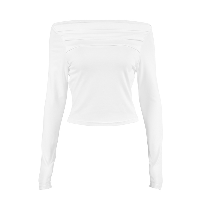 Ladies Long Sleeve Asymmetric Neckline Fitted Blouse